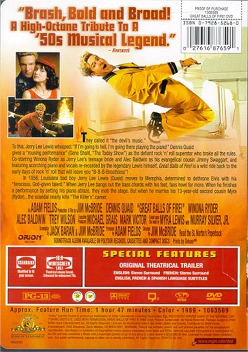 Great Balls Of Fire (1989) - Dennis Quaid  DVD Online